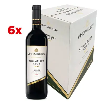 Víno Mikulov Sommelier Club Merlot 2021 pozdní sběr 6 ks - BLACK FRIDAY