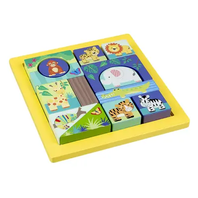 Orange Tree Toys Dřevěné puzzle kostky - Zvířata džungle