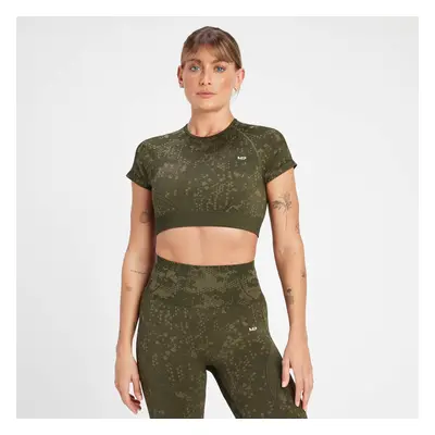 MP Dámský Adapt Seamless Pattern Crop Top – Olivově Zelený - XS