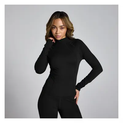 MP Women's Lifestyle Funnel Neck Sheer Top - Black - XS