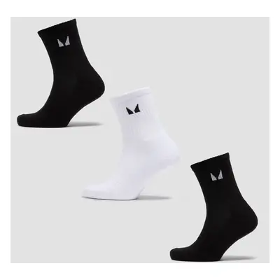 MP Unisex Crew Socks (3 Pack) - Black/White - UK 2-5