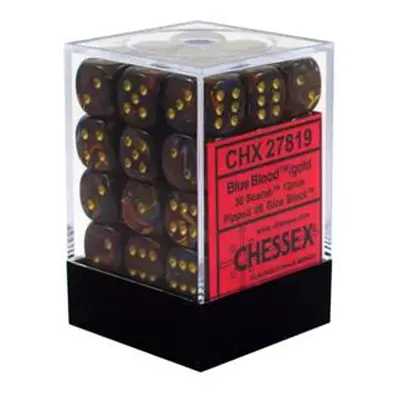 Chessex Sada 6-stěnných kostek 12mm - Mramorově měděná se zlatými tečkami (36x)