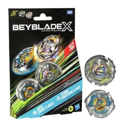 Beyblade X Bite Croc 3-60LF and Sting Unicorn 4-60P Top Dual Pack Set