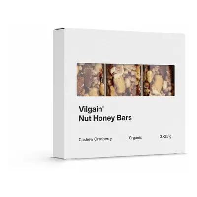 Vilgain Nut Honey Bar BIO – 8× kešu a brusinky 75 g (3 x 25 g)