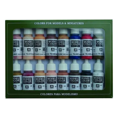 Vallejo Model Color 16 color Set 70125 Face & Skin Tones (16)