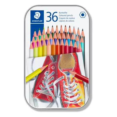 STAEDTLER Pastelky, 36 různých barev, sada, šestihranné, v kovovém boxu