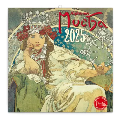 Poznámkový kalendář Alfons Mucha 2025, 30 × 30 cm