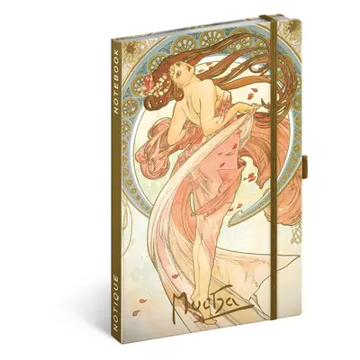 Notes Alfons Mucha – Tanec, linkovaný, 13 × 21 cm