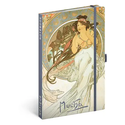 Notes Alfons Mucha – Hudba, linkovaný, 13 × 21 cm