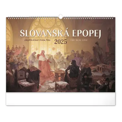 Nástěnný kalendář Slovanská epopej - Alfons Mucha 2025, 48 × 33 cm