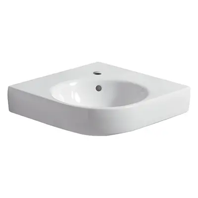 Geberit Selnova Compact - Rohové umývátko 695x615 mm, s přepadem, otvor pro baterii, bílá 501.50