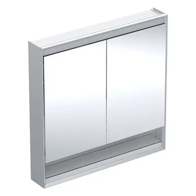 Geberit ONE - Zrcadlová skříňka s LED osvětlením, 900x900x150 mm, 2 dvířka, s nikou, hliník 505.