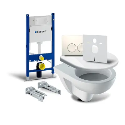 SET Geberit Duofix Delta ( modul+tlačítko+kotvy+izolace+WC závěsné+WC sedátko)