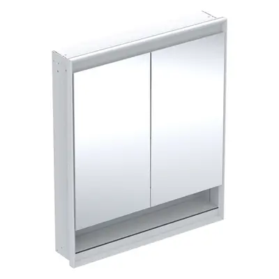 Geberit ONE - Zrcadlová skříňka s LED osvětlením, 750x900x150 mm, 2 dvířka, s nikou, vestavná, b