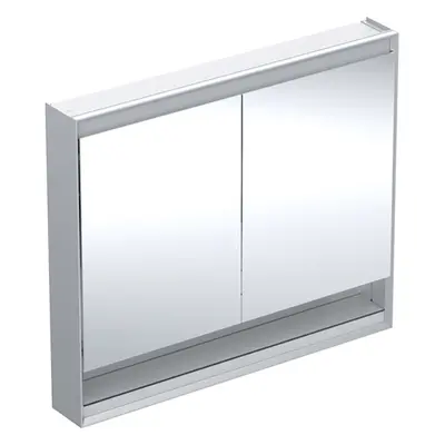 Geberit ONE - Zrcadlová skříňka s LED osvětlením, 1050x900x150 mm, 2 dvířka, s nikou, hliník 505