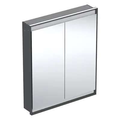 Geberit ONE - Zrcadlová skříňka s LED osvětlením, 750x900x150 mm, 2 dvířka, vestavná, matná čern