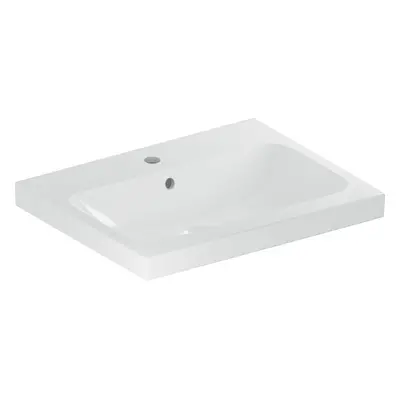 Geberit iCon - Umyvadlo na desku 600x480x160 mm, s přepadem, s otvorem pro baterii, KeraTect, bí