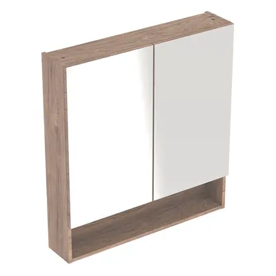 Geberit Selnova Square - Zrcadlová skříňka 850x588x175 mm, 2 dvířka, ořech hickory 501.266.00.1