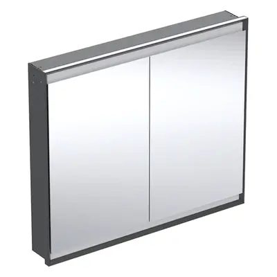 Geberit ONE - Zrcadlová skříňka s LED osvětlením, 1050x900x150 mm, 2 dvířka, vestavná, matná čer