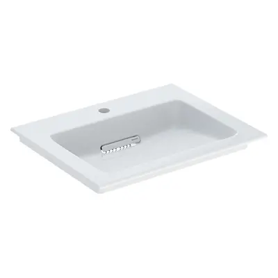 Geberit ONE - Umyvadlo nábytkové 600x480x130 mm, skrytý přepad, s otvorem pro baterii, vodorovný