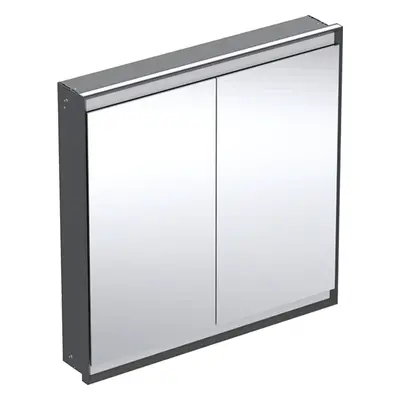 Geberit ONE - Zrcadlová skříňka s LED osvětlením, 900x900x150 mm, 2 dvířka, vestavná, matná čern