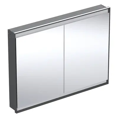 Geberit ONE - Zrcadlová skříňka s LED osvětlením, 1200x900x150 mm, 2 dvířka, vestavná, matná čer