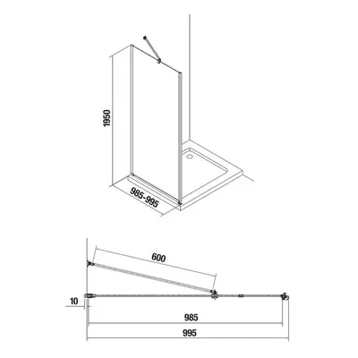 JIKA Pure - sprchová stěna 1000mm, čiré sklo H2974230026681