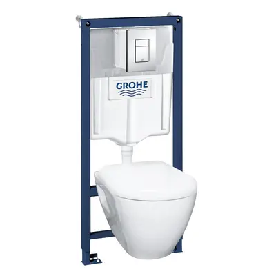 Grohe Solido - Set předstěnové instalace, klozetu Bau Ceramic a sedátka softclose, tlačítko Skat