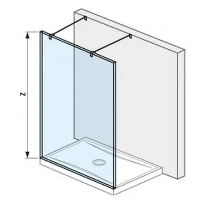 Jika Pure - Skleněná stěna pevná včetně dvou vzpěr, 1200x2000 mm, s úpravou Jika Perla Glass H26