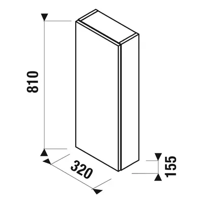JIKA Mio-N - Střední mělká skříňka, 320 x 155 x 810 mm, jasan H43J7141303421