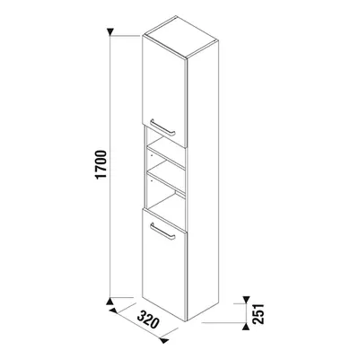 JIKA Lyra Plus Viva - Vysoká skříňka, 320 x 251 x 1700 mm, bílá H43J3822303001