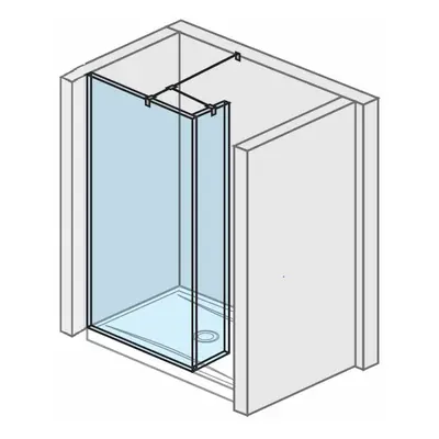 Jika Pure - Skleněná stěna boční včetně krátkého skla, 795x200x2000 mm, s úpravou Jika Perla Gla