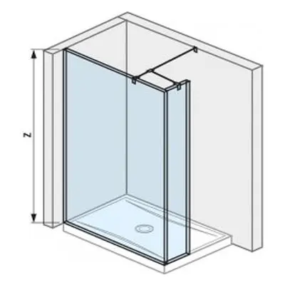 Jika Pure - Skleněná stěna boční, 1200x200x2000 mm, s úpravou Jika Perla Glass H2674260026681