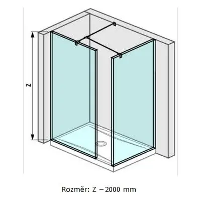 Jika Pure - Sprchová stěna Walk in rohová dvoudílná 800x800 mm, se 2 vzpěrami, Jika Perla Glass,