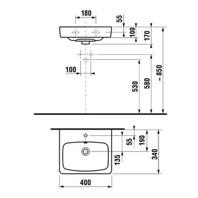 Jika Lyra plus - Umyvadlo s přepadem 40, 400x340 mm, bílá H8153800001041