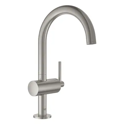 Grohe Atrio - Umyvadlová baterie s výpustí a otočným výtokem, velikost L, supersteel 32042DC3