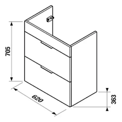 JIKA Tigo - Skříňka pod umyvadlo 650 mm, 2 zásuvky, bílá H40J2144015001