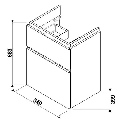 Jika Cubito Pure - Umyvadlová skříňka 540x683 mm, dub H40J4224025191