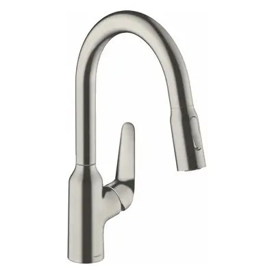 Hansgrohe Focus M42 - Dřezová baterie M429-H180 s výsuvnou sprškou, vzhled nerezu 71801800