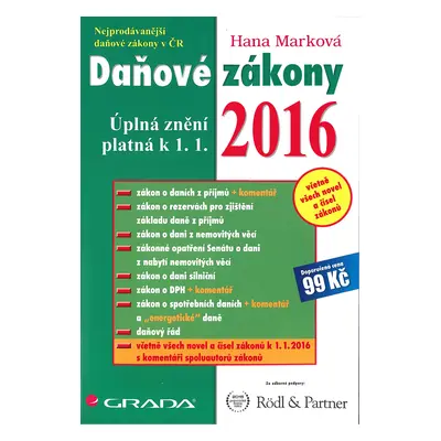 E-kniha: Daňové zákony 2016 od Marková Hana