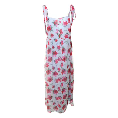 jiná značka NA-KD »Floral Ruffle Maxi Dress« šifonové šaty< Barva: Modrá, Mezinárodní