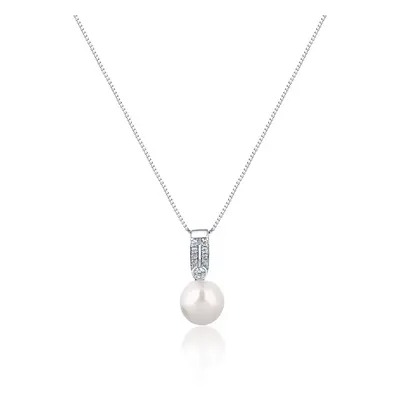 JwL Luxury Pearls Elegantní náhrdelník s pravou perlou a zirkony JL0748 (řetízek, přívěsek)