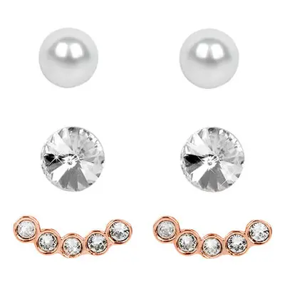 Levien Náušnice Set Ear Cuff v Rose Gold Crystal White