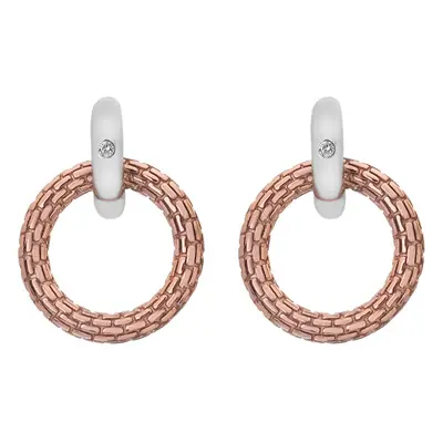 Hot Diamonds Moderní stříbrné bicolor náušnice s diamanty Woven DE692