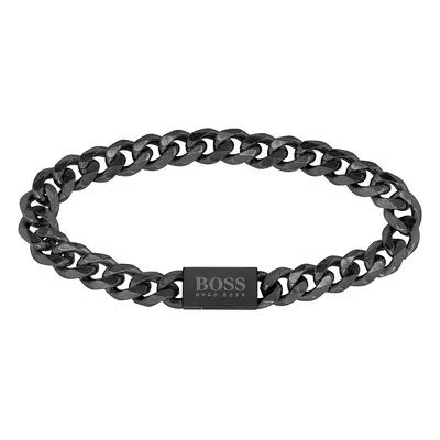 Hugo Boss Stylový černý náramek pro muže Chain Link 1580145 19 cm