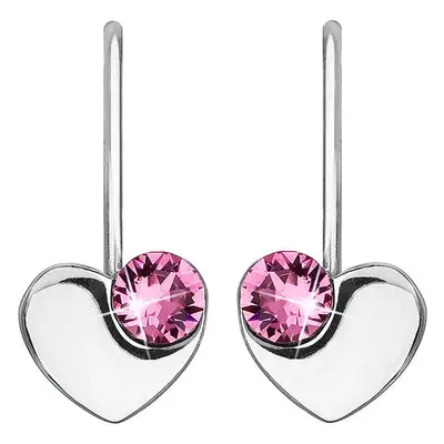 Evolution Group Stříbrné srdíčkové náušnice s krystaly Swarovski 31299.3 Rose