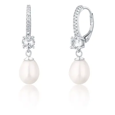 JwL Luxury Pearls Půvabné stříbrné náušnice s pravými perlami a zirkony JL0739