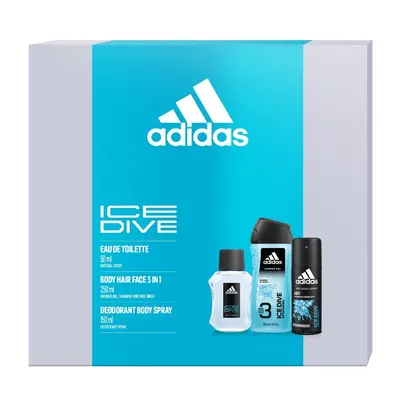 Adidas Ice Dive - toaletní voda s rozprašovačem 50 ml + sprchový gel 250 ml + deodorant ve sprej