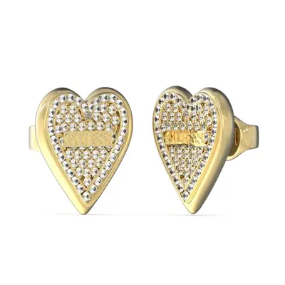 Guess Třpytivé pozlacené náušnice Love Me Tender JUBE03245JWYGT/U