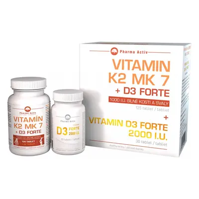 Pharma Activ Vitamín K2 MK7 + D3 FORTE 125 tbl. + Vitamín D3 Forte 30 tbl.